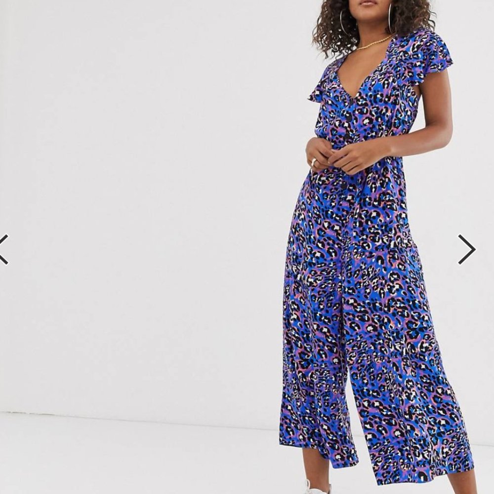 ASOS DESIGN TALL purple leopard print jumpsuit
